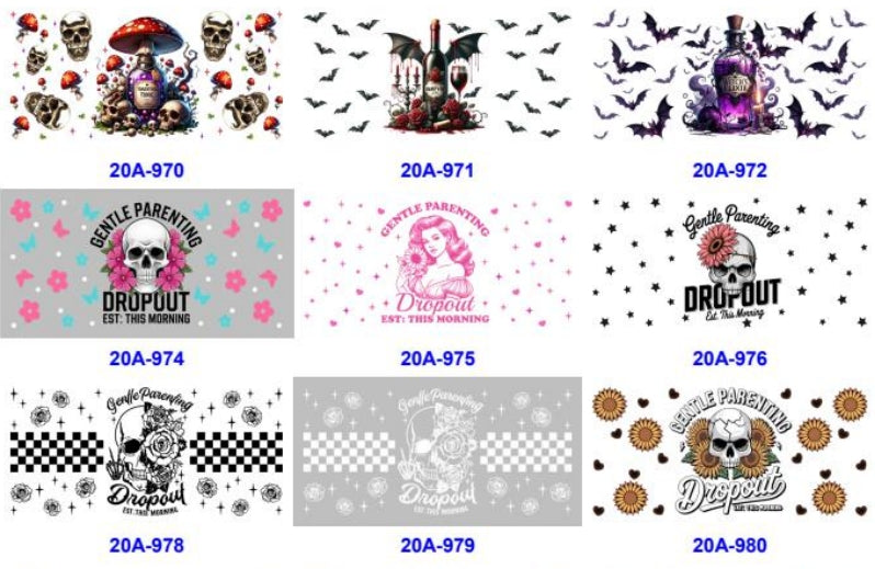 Wholesale 5pcs Halloween Grotesque Elements 16oz Single-Sided Cup Stickers